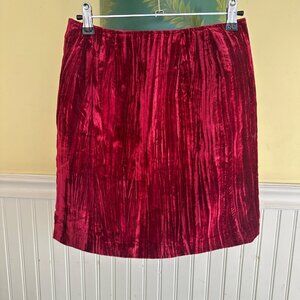 Guess Vintage 90s Maroon Red Crushed Velvet Mini Skirt S 27